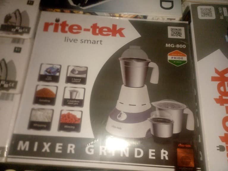 Rite Tek Mixer Grinder MG-800 - 750 Watt,1.5L for Homes, Hotels, and Restaurants