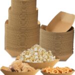 100pcs Disposable Brown Paper Food Trays – Sturdy, Grease-Resistant & Eco-Friendly for Every Occasion