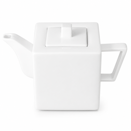Square White Porcelain Teapot – Elegant Global Tea Serving for Homes & Cafés