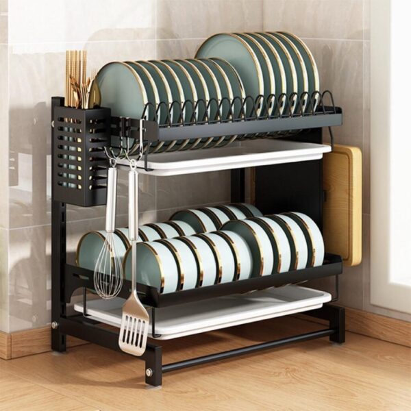 2-tier Stainless Steel Dish Rack for Homes, Hotels, and Restaurants