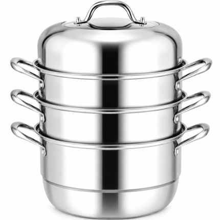 3 Tier Stainless Steel Steamer Pot – Durable Stackable Steaming for Healthy Everyday Cooking