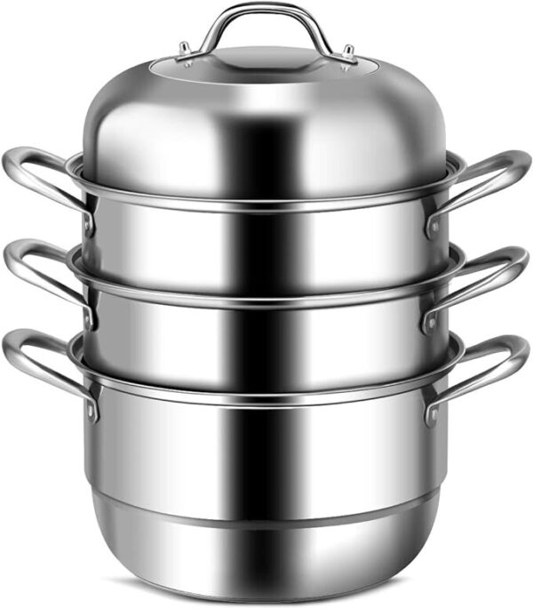3-Tier Stainless Steel Steamer Pot for Homes, Hotels, and Restaurants