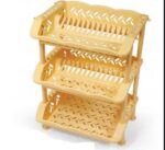 3-tier Durable Plastic Dish Rack for Homes, Hotels, and Restaurants