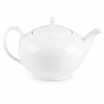 White Porcelain Teapot and Lid – Ceramic Tea Pot for Elegant Home & Café Brewing