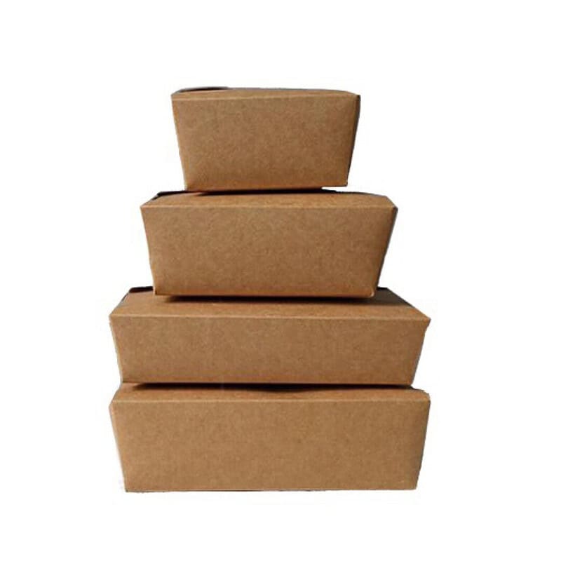 50pcs Kraft Paper Disposable Lunch Box and Takeaway Packs - Smallest, Small, Medium, and Large for Homes, Hotels, and Restaurants