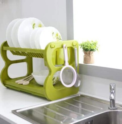 2-tier ABS Plastic Dish Rack for Homes, Hotels, and Restaurants