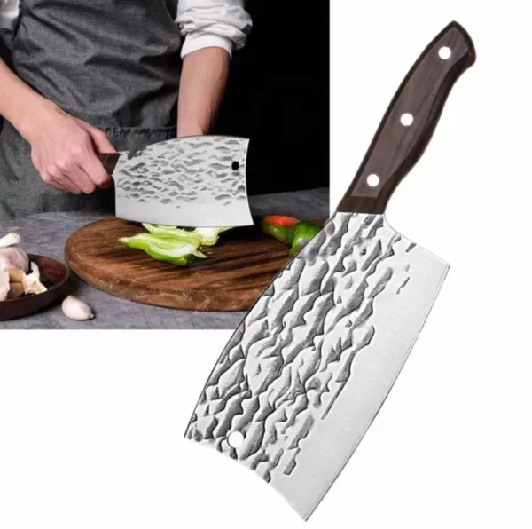 Large Heavy Duty Cleaver with Wooden Handle for Homes, Hotels, and Restaurants