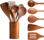 Natural Teak Wooden Spoon Set 6pcs for Homes, Hotels, and Restaurants