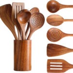 Natural Teak Wooden Spoon Set 6pcs for Homes, Hotels, and Restaurants