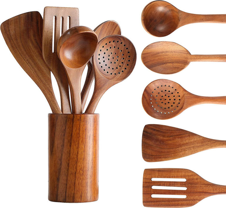 Natural Teak Wooden Spoon Set 6pcs for Homes, Hotels, and Restaurants