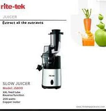 Rite Tek Masticating Slow Juicer for Homes, Hotels, and Restaurants