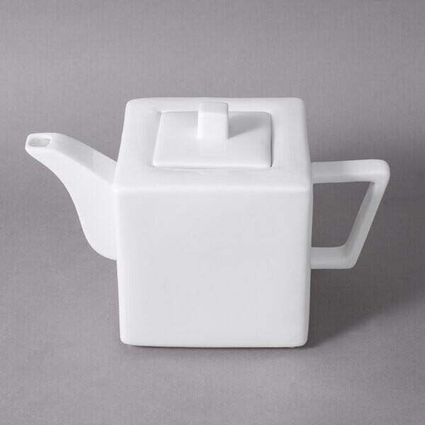 Square White Porcelain Teapot for Homes, Hotels, and Restaurants
