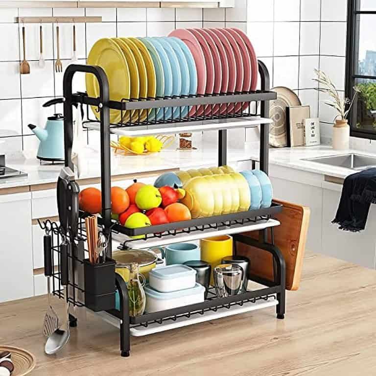 Stainless Steel 3-tier Dish Drainer for Homes, Hotels, and Restaurants