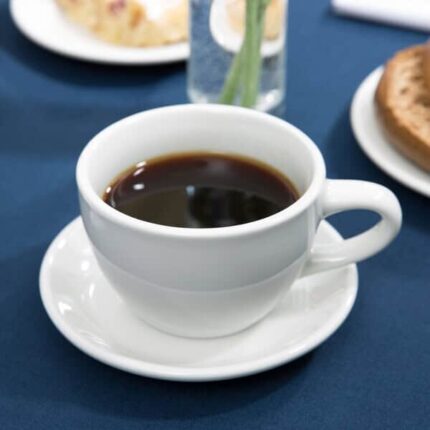 White Porcelain Teacup and Saucer for Homes, Hotels, and Restaurants