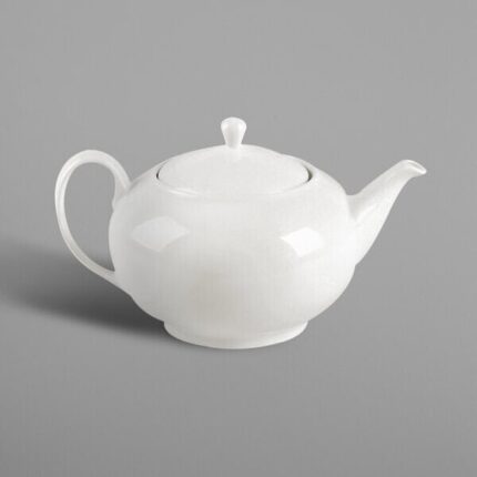 White Porcelain Teapot and Lid – Ceramic Tea Pot for Elegant Home & Café Brewing i