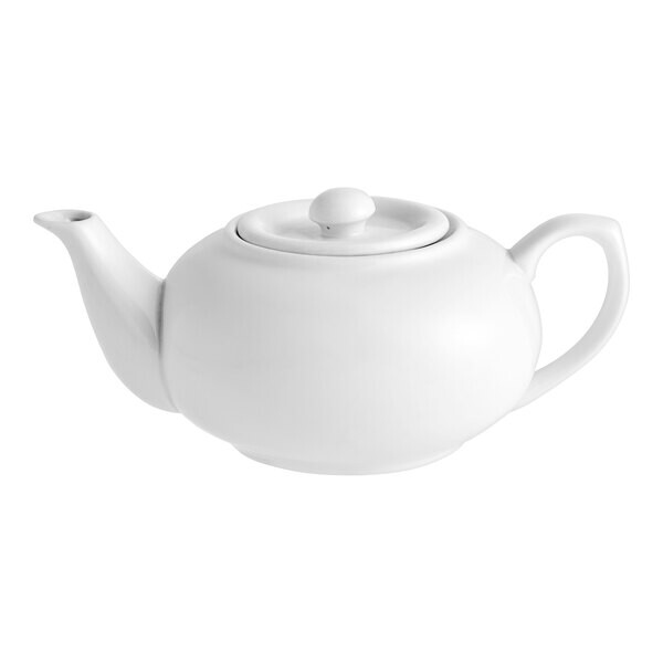 White Porcelain Teapot with Sunken Lid for Homes, Hotels, and Restaurants