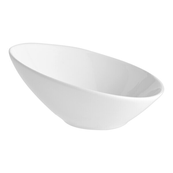 White Slanted Porcelain Soup and Salad Bowl for Homes, Hotels, and Restaurants