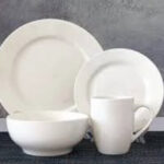 White Stoneware Dinnerware, 16pcs, Porcelain for Homes, Hotels, and Restaurants