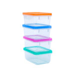 BPA-Free Rectangle Container 150 ML with Multi Color Lid for Homes, Hotels, and Restaurants