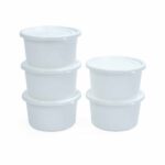 White BPA-Free Plastic Ice Cream and Snack Bowl with Lid, 250ml, 500ml, 1000ml for Homes, Hotels, and Restaurants