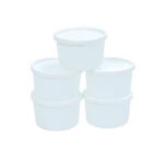 White BPA-Free Plastic Ice Cream and Snack Bowl with Lid, 250ml, 500ml, 1000ml for Homes, Hotels, and Restaurants