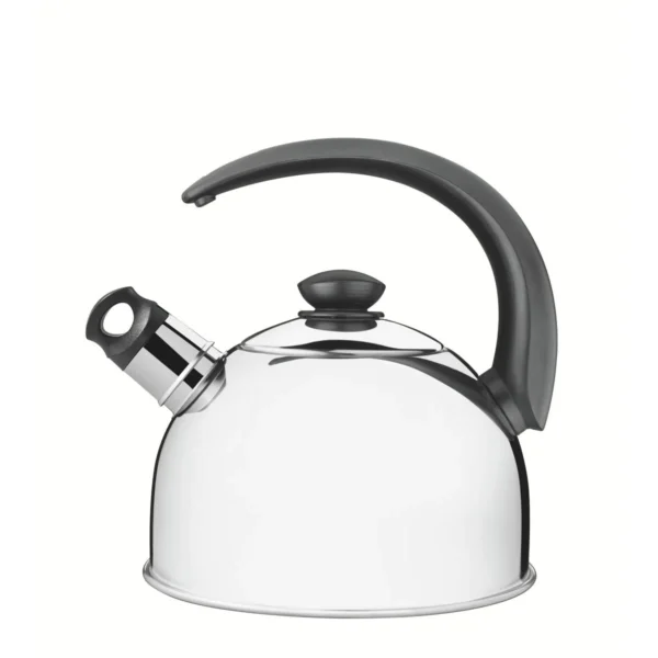 Tramontina Whistling kettle with Black Handle, Stainless Steel, 3ply, 2.1 Litres for Homes, Hotels, and Restaurants