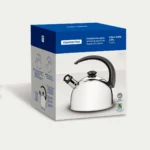 Tramontina Whistling kettle with Black Handle, Stainless Steel, 3ply, 2.1 Litres for Homes, Hotels, and Restaurants