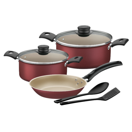 Tramontina Aluminum Cookware Set with Starflon Non-Stick Coating, 7 Pcs for Homes, Hotels, and Restaurants