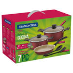 Tramontina Aluminum Cookware Set with Starflon Non-Stick Coating, 7 Pcs for Homes, Hotels, and Restaurants