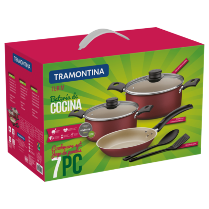Tramontina Aluminum Cookware Set with Starflon Non-Stick Coating, 7 Pcs for Homes, Hotels, and Restaurants