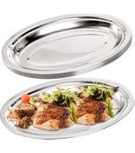 Oval stainless steel serving platter plate