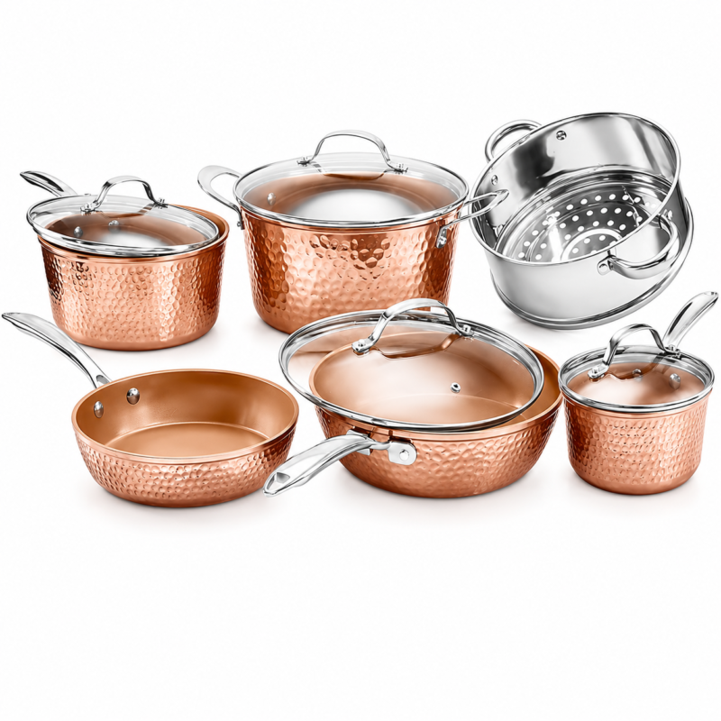Gotham Steel Diamond Hammered Design 10-Piece Cookware Set – Elegant, Durable & Nonstick for Every Kitchen