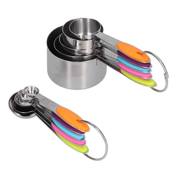 Stainless Steel 10-Piece Multi-Colour Handle Measuring Cups and Spoons