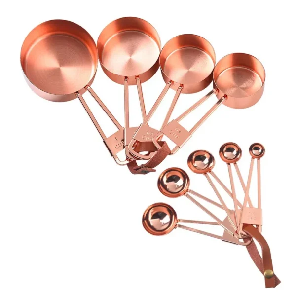 Rose gold stainless steel measuring cup and spoon