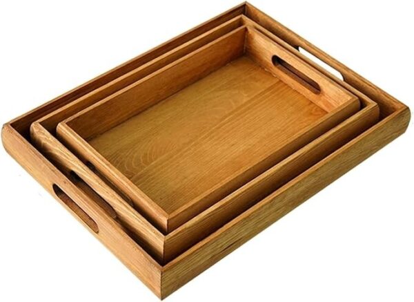 3-Piece Rectangular Wooden Tray Set – Stylish & Functional for Every Occasion