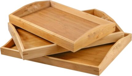 3-Piece Wooden Tray Set – Elegant & Functional for Every Occasion