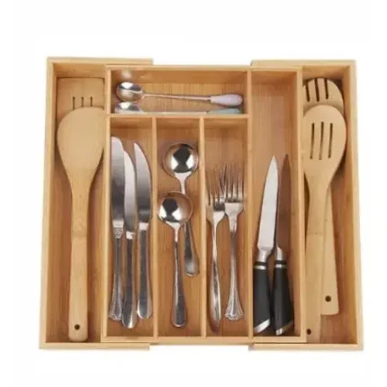 Bamboo Cutlery Expandable Drawer Storage Rack – Organize Your Kitchen with Style & Efficiency