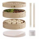 Double Bamboo Steamer – Traditional & Efficient for Authentic Cooking