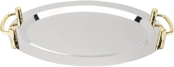 Stainless Steel Serving Tray with Gold Handle – Elegance & Durability for Every Occasion