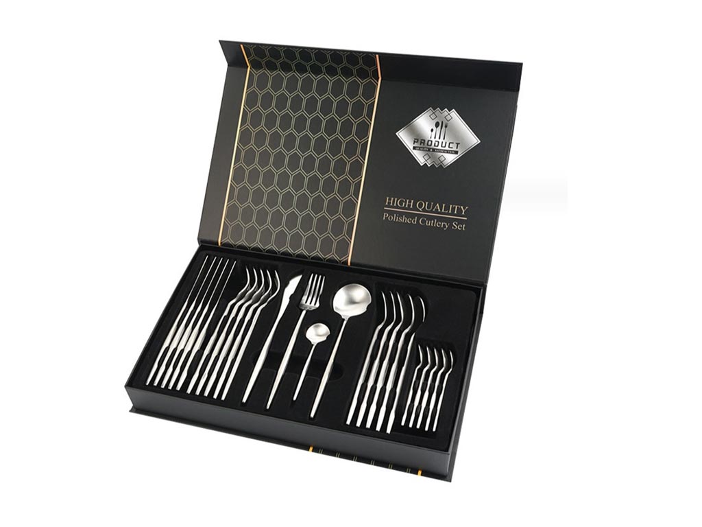 24pcs Silver Cutlery Set in a Box – Timeless Style for Every Kitchen