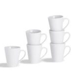 6-Piece Set of 200ml White Porcelain Coffee Mugs for Home