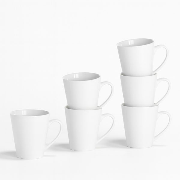 Set of 200ml White Porcelain Coffee Mugs