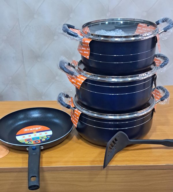 8pcs Set Orange Brand Nonstick Pot – Smart, Stylish & Effortless Cooking
