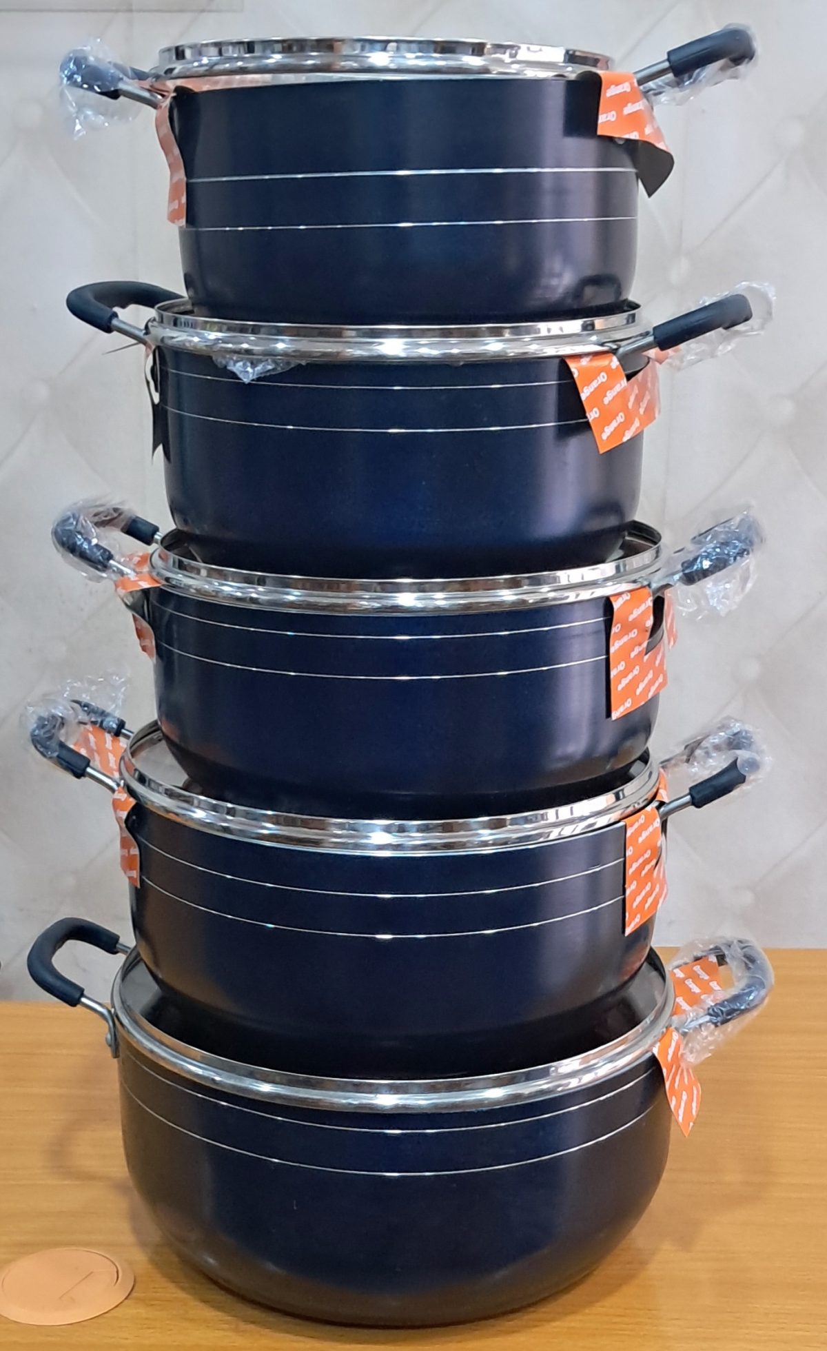 10pcs Set Orange Brand Nonstick Pots – Reliable Cookware for Everyday Use