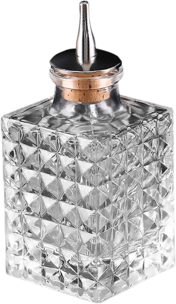 270ml Diamond Glass Bitters Bottle – Square, Leakproof & Stylish