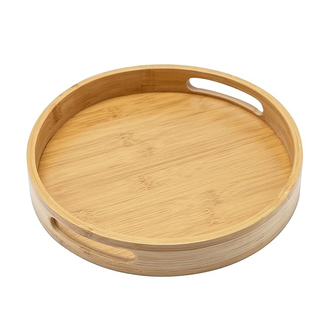 Round Bamboo Serving Tray with Handles – 35cm & 40cm Sizes