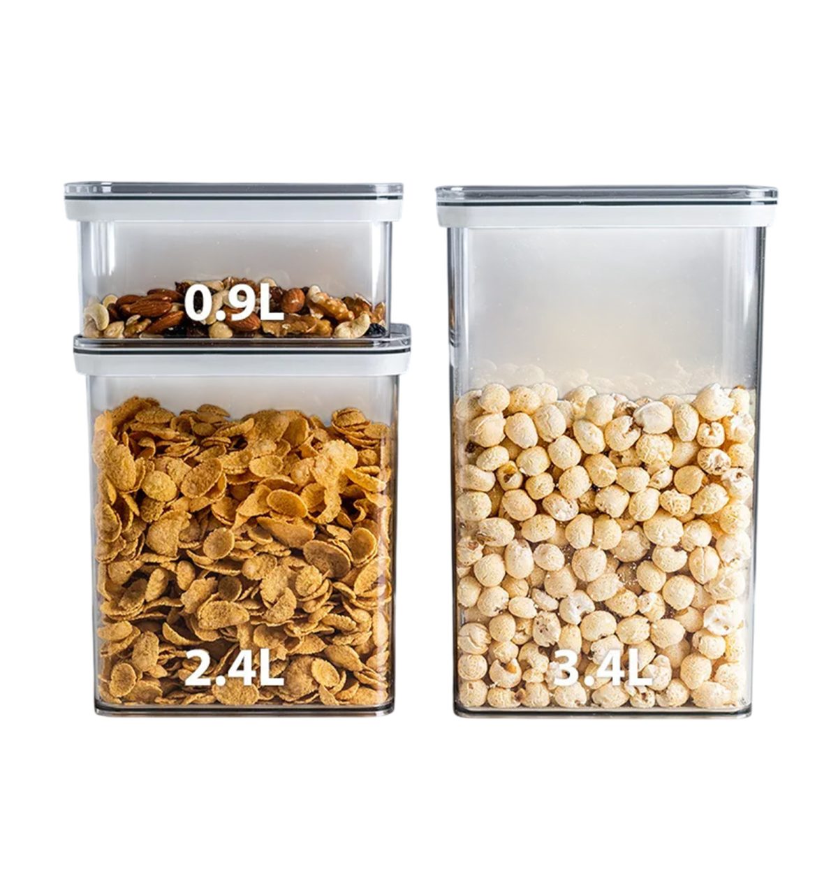 3pcs Airtight Acrylic Cereal & Food Storage Containers – BPA-Free
