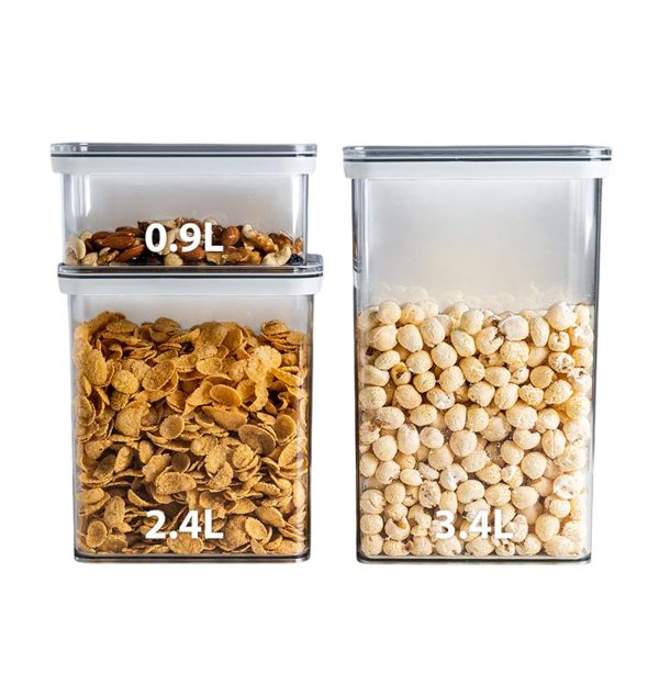 3pcs Airtight Acrylic Cereal & Food Storage Containers – BPA-Free