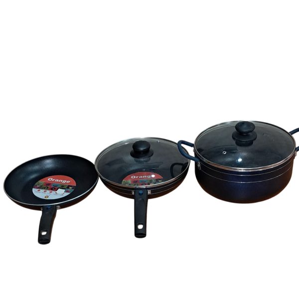 5pcs Nonstick Aluminum Cookware Set by Orange Brand – Pot, Saucepan & Frypan