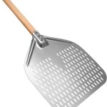 Aluminum Pizza Peel 16x18 – Perforated, Wooden Handle 32in